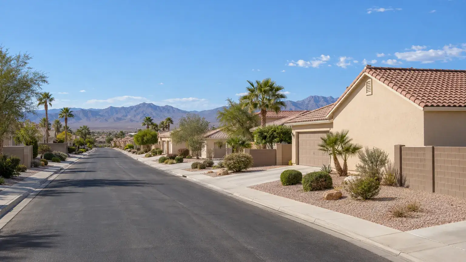 Typical neighborhood street in the Las Vegas area